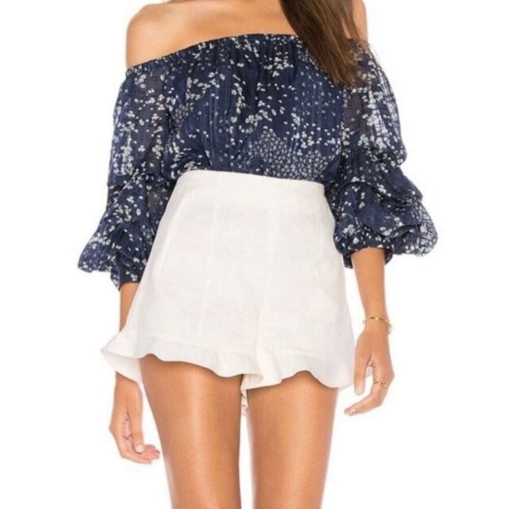 NWT 1.STATE Ruffle Hem Shorts in Ultra White High Waist Welt Pocket Size 6